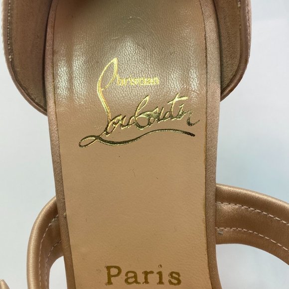 Christian Louboutin Satin Silver Ivory Heels 39 - Picture 3 of 15